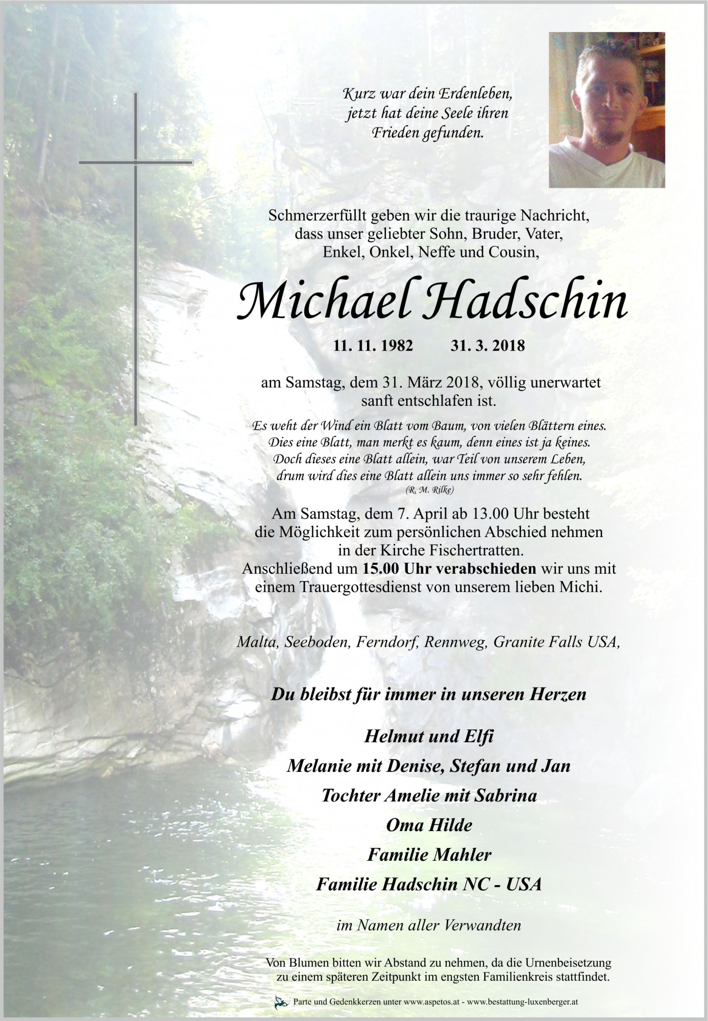 Traueranzeige von Michael Hadschin