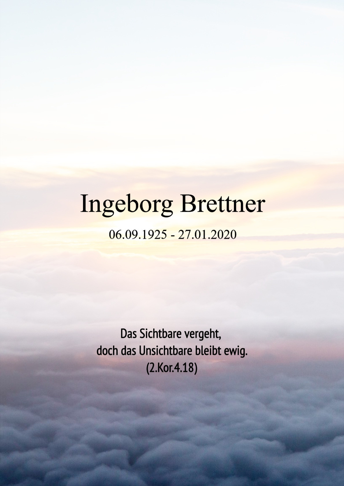 Traueranzeige von Ingeborg Brettner