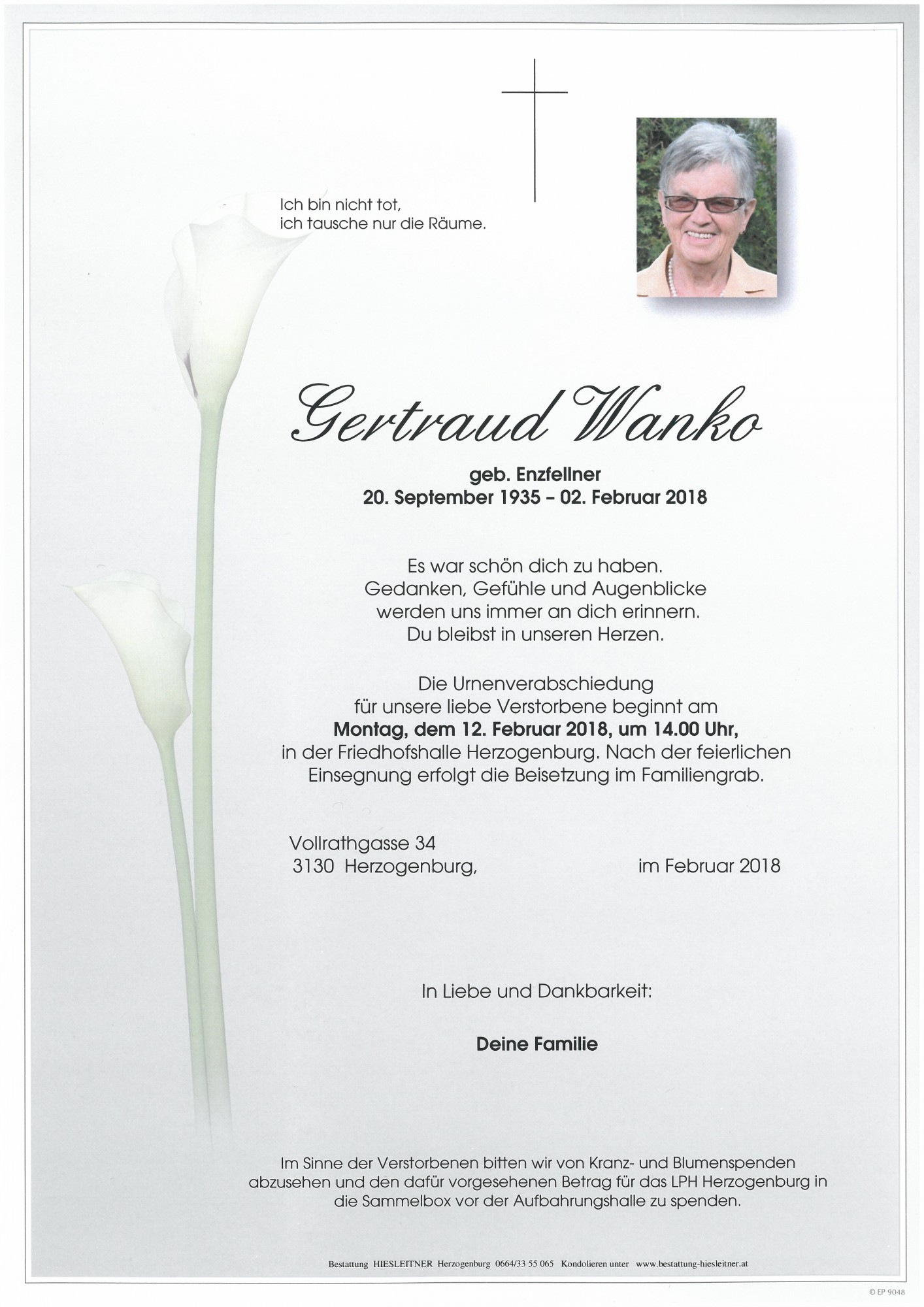 Traueranzeige von Gertraud Wanko