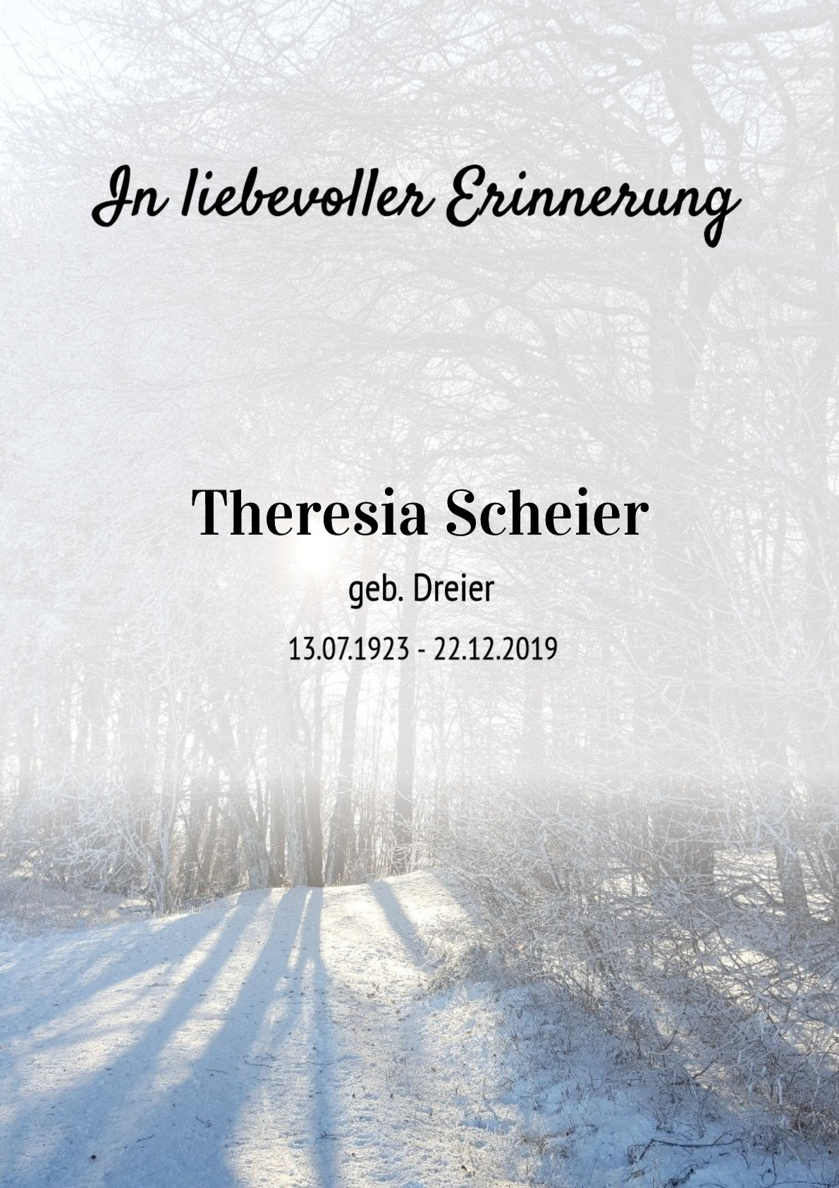 Traueranzeige von Theresia Scheier