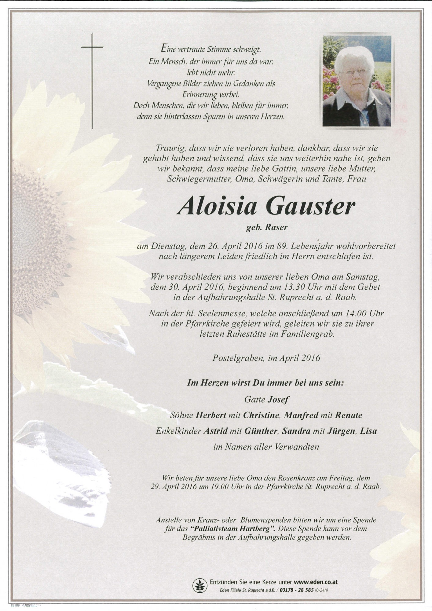 Traueranzeige von Aloisia Gauster