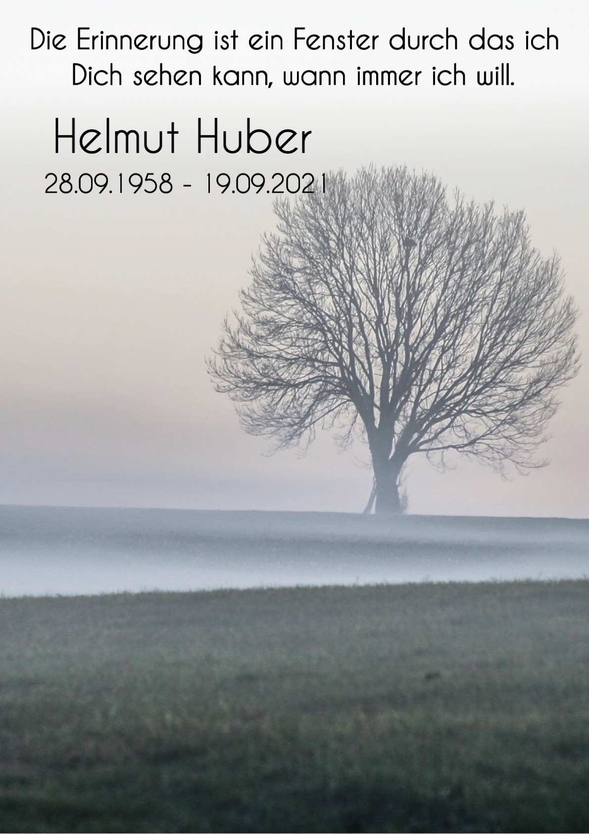 Traueranzeige von Helmut Huber