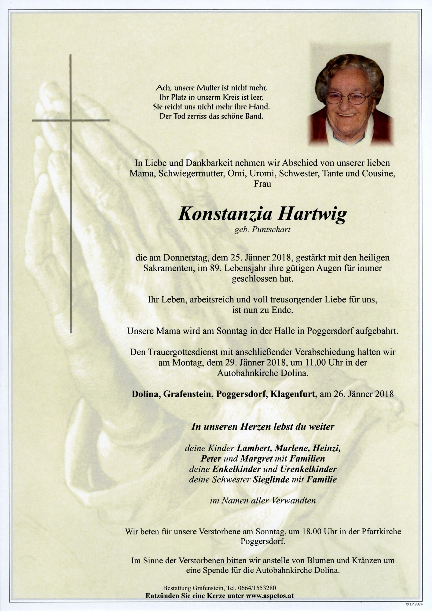 Traueranzeige von Konstanzia Hartwig