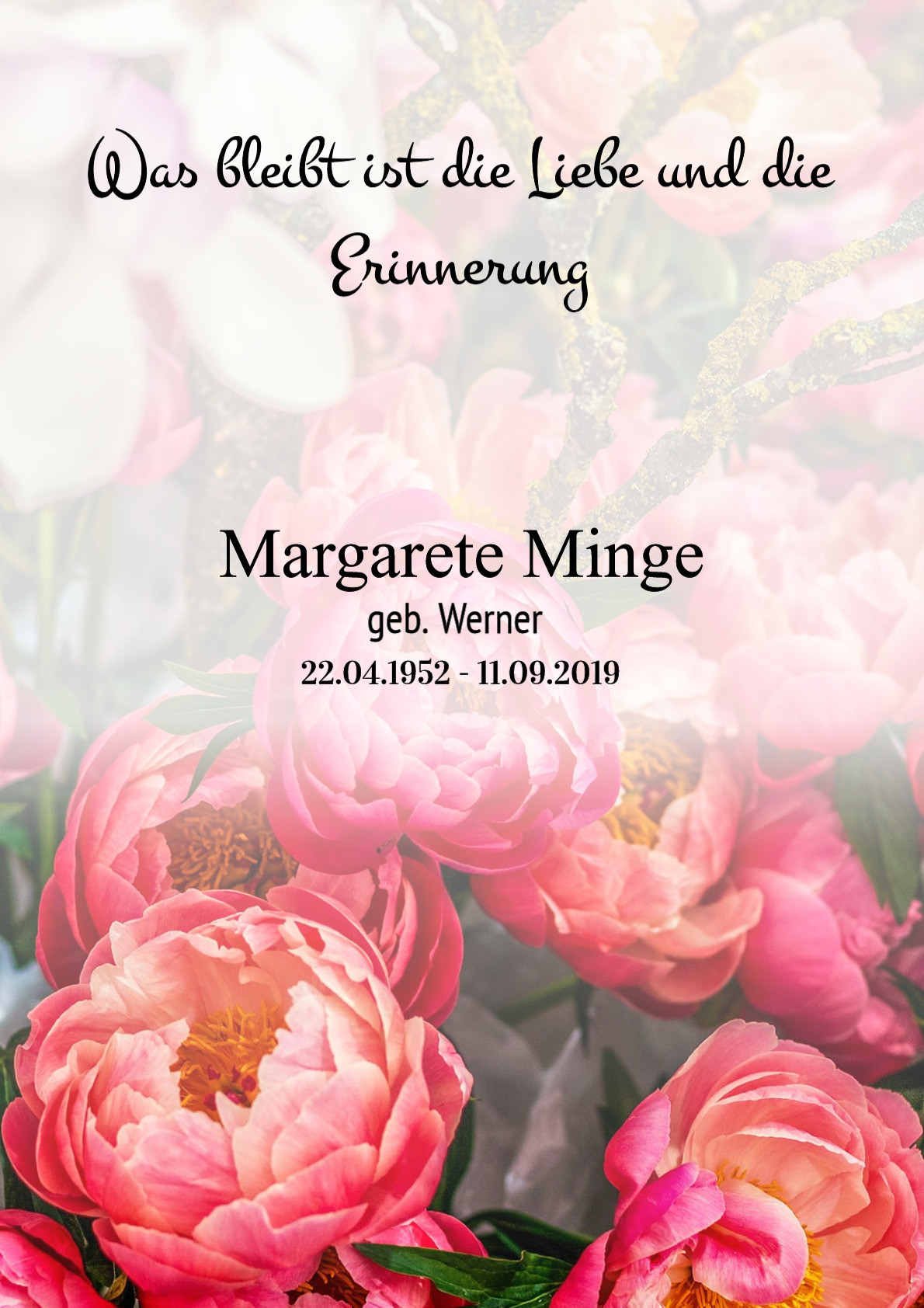 Traueranzeige von Margarete Minge