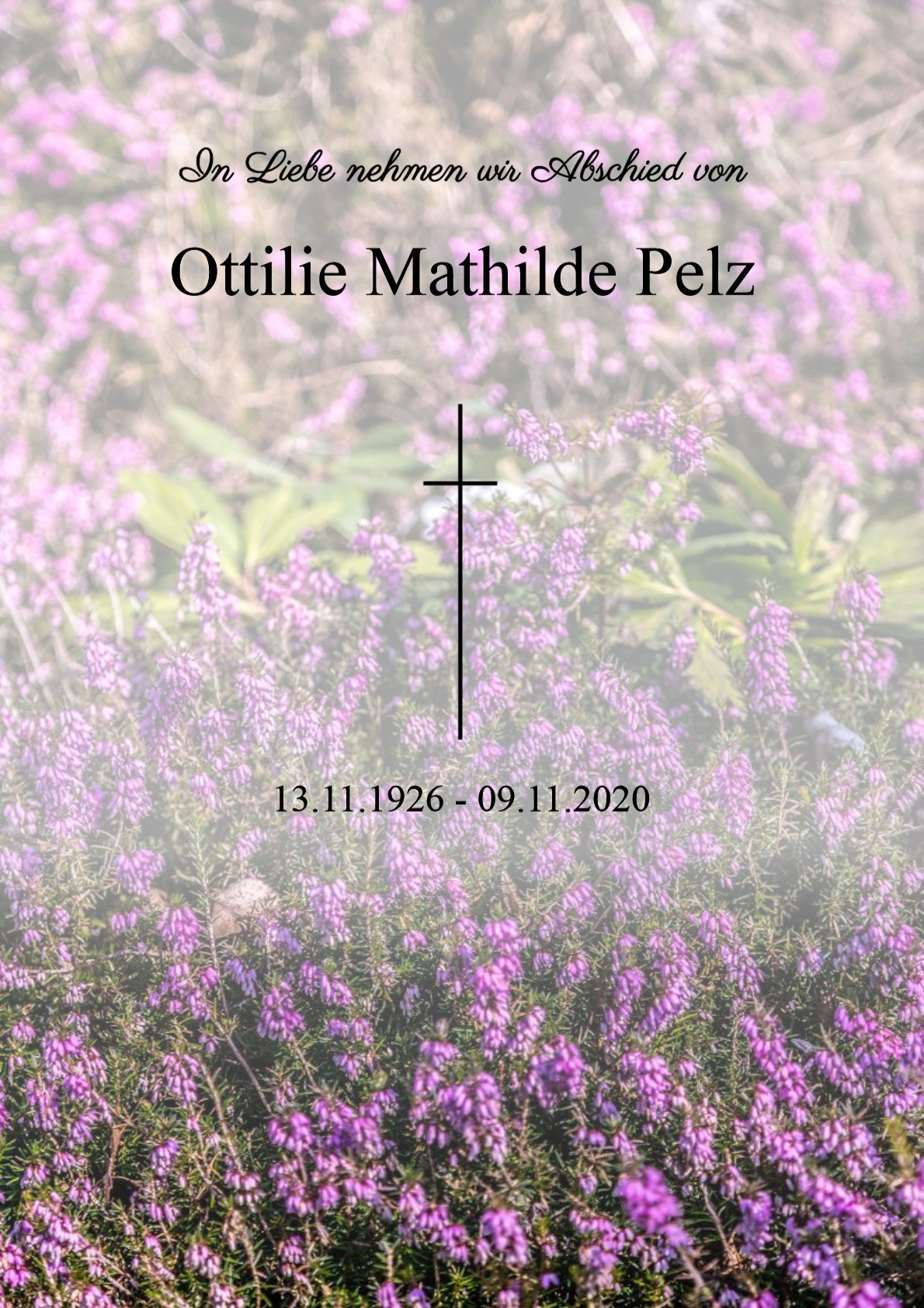 Traueranzeige von Ottilie Mathilde Pelz
