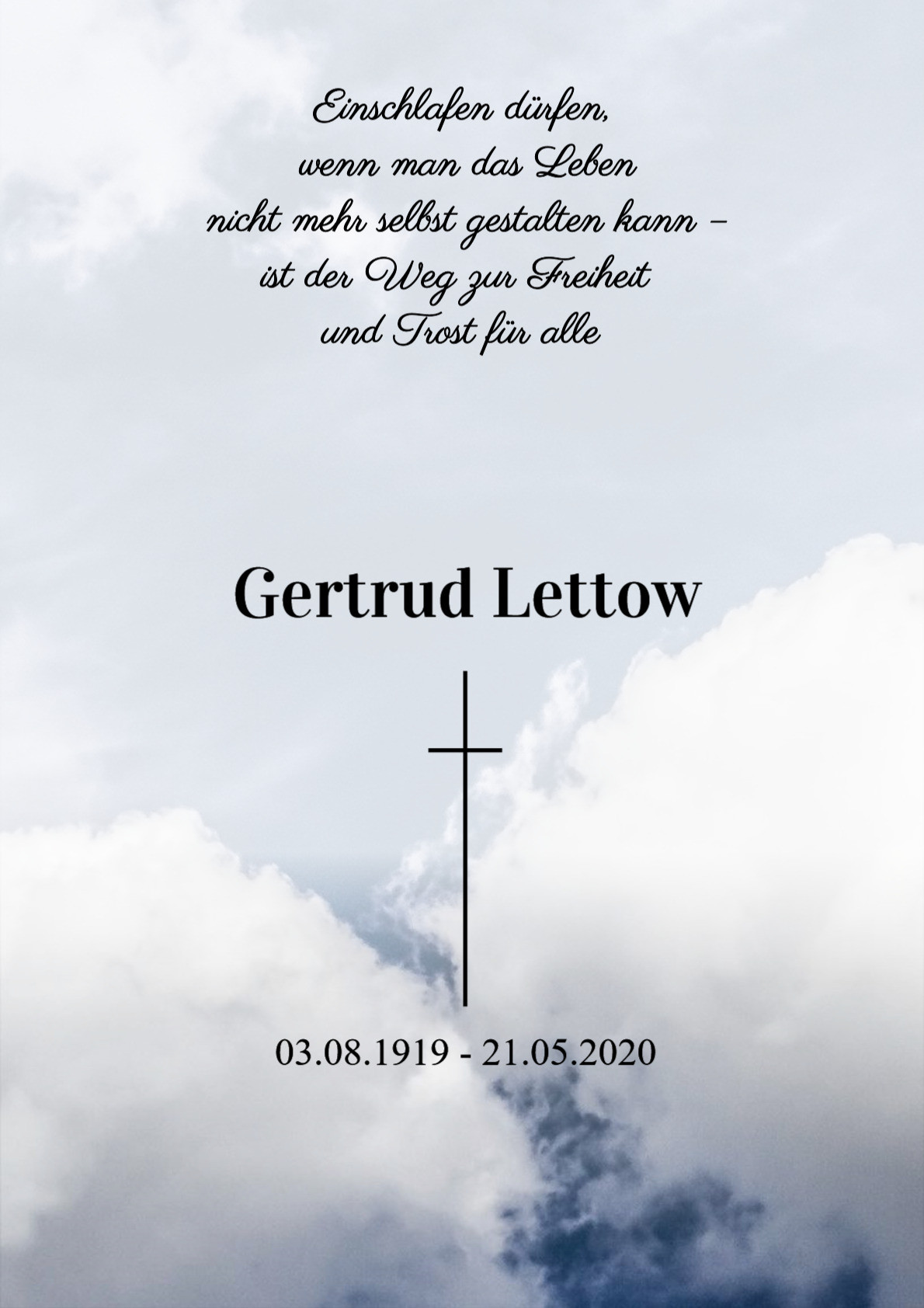Traueranzeige von Gertrud Lettow