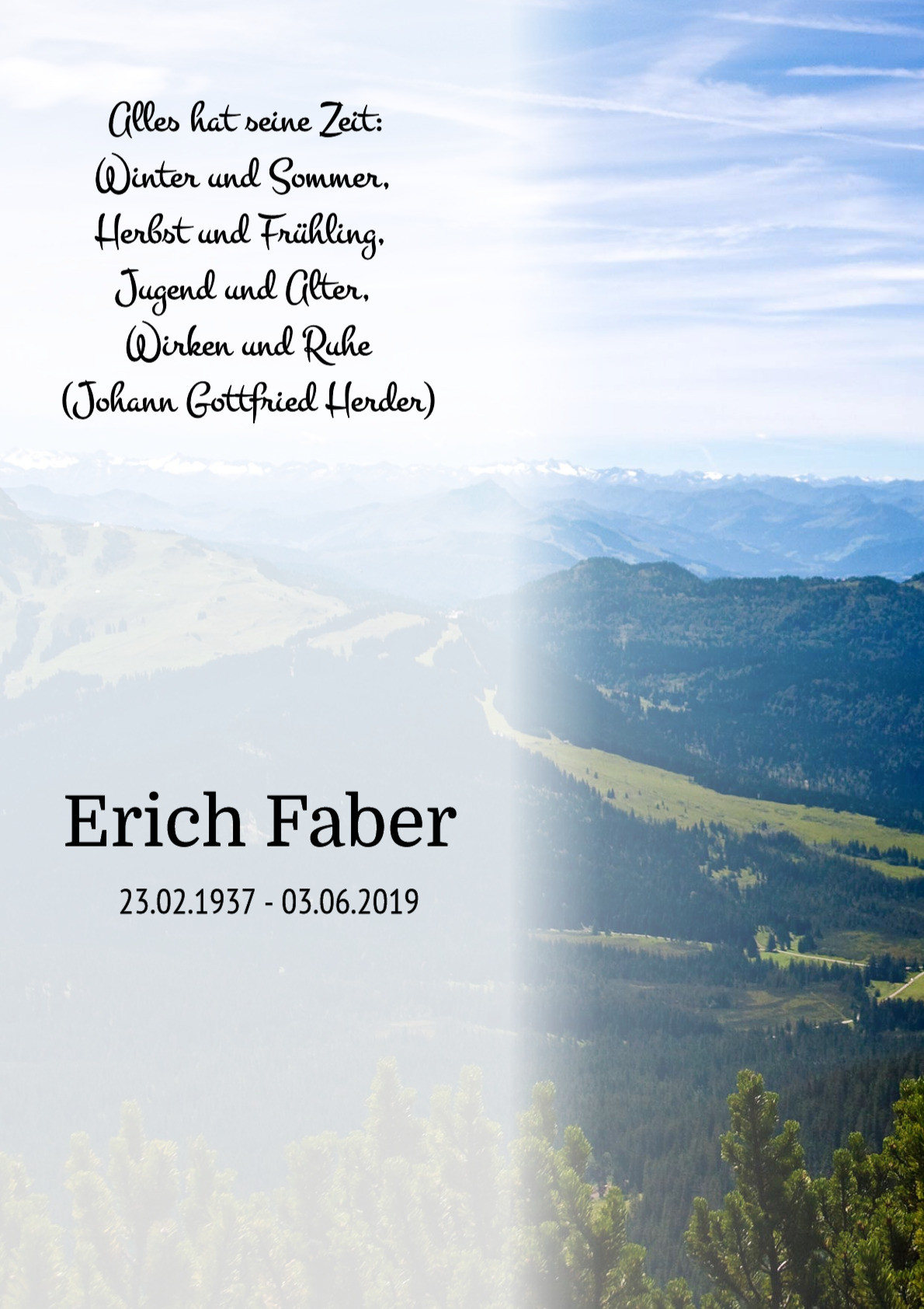 Traueranzeige von Erich Faber