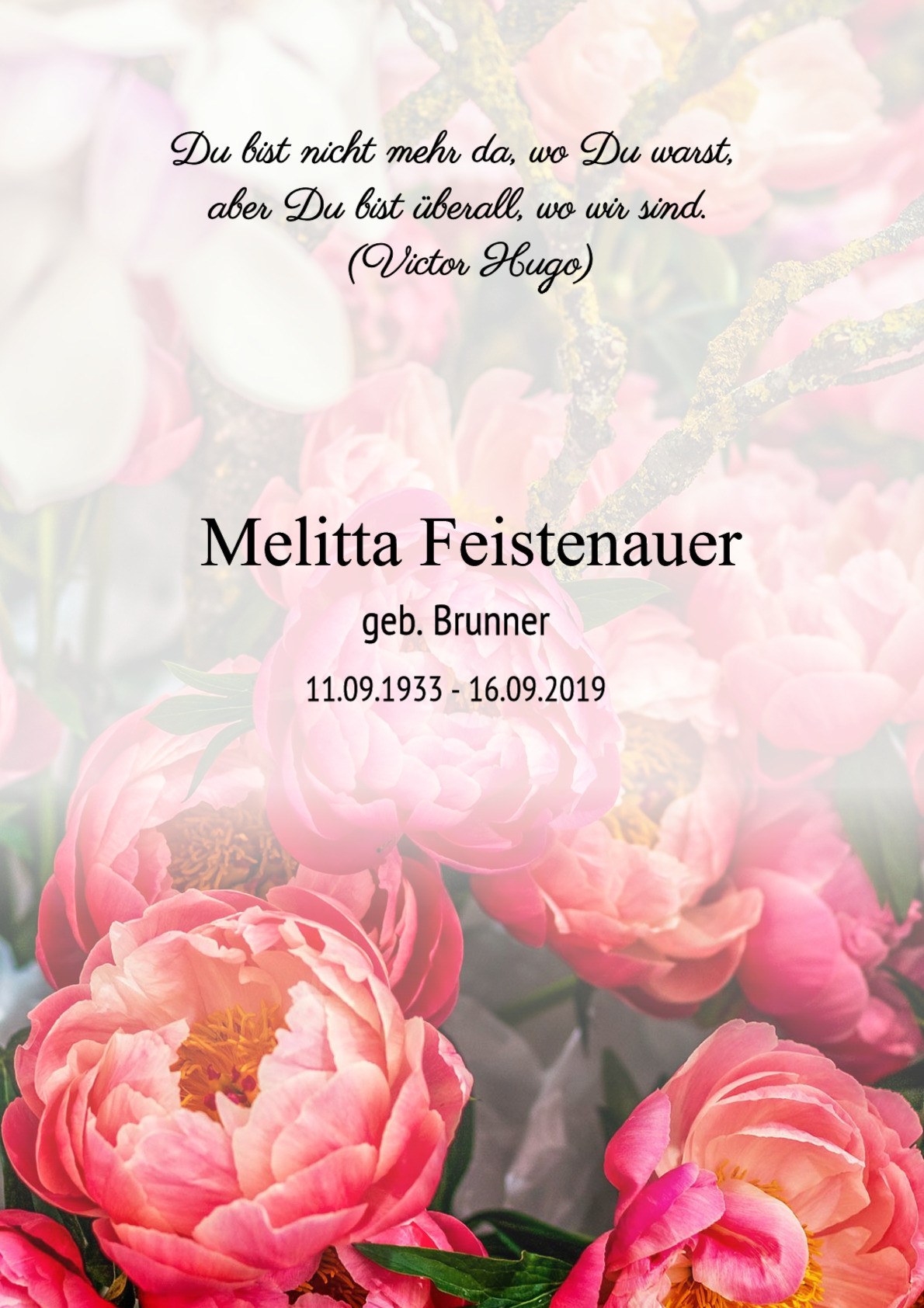 Traueranzeige von Melitta Feistenauer