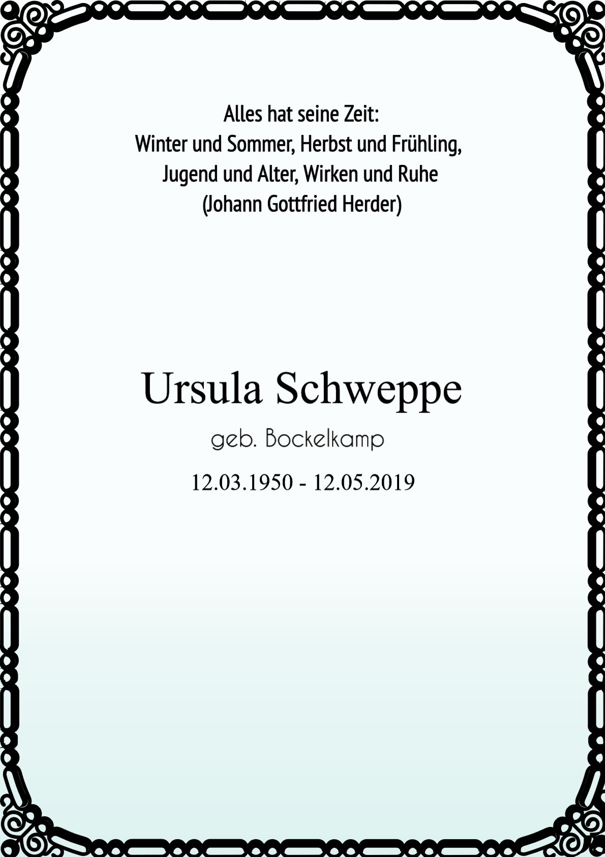 Traueranzeige von Ursula Schweppe