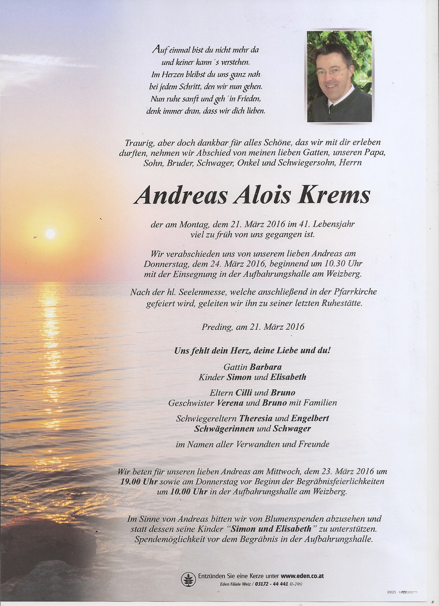 Traueranzeige von Andreas Alois Krems