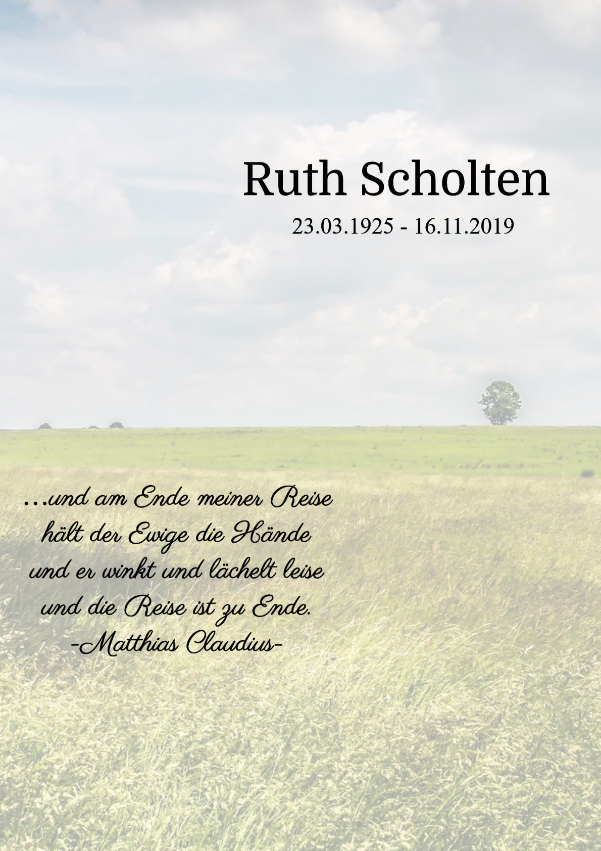 Traueranzeige von Ruth Scholten