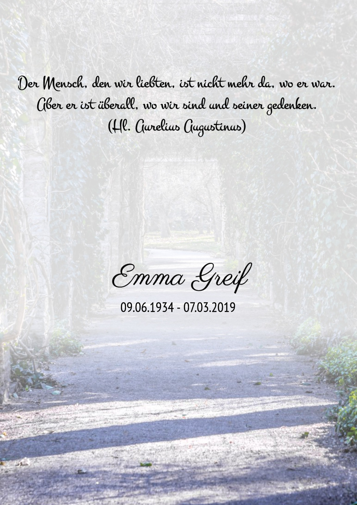 Traueranzeige von Emma Greif