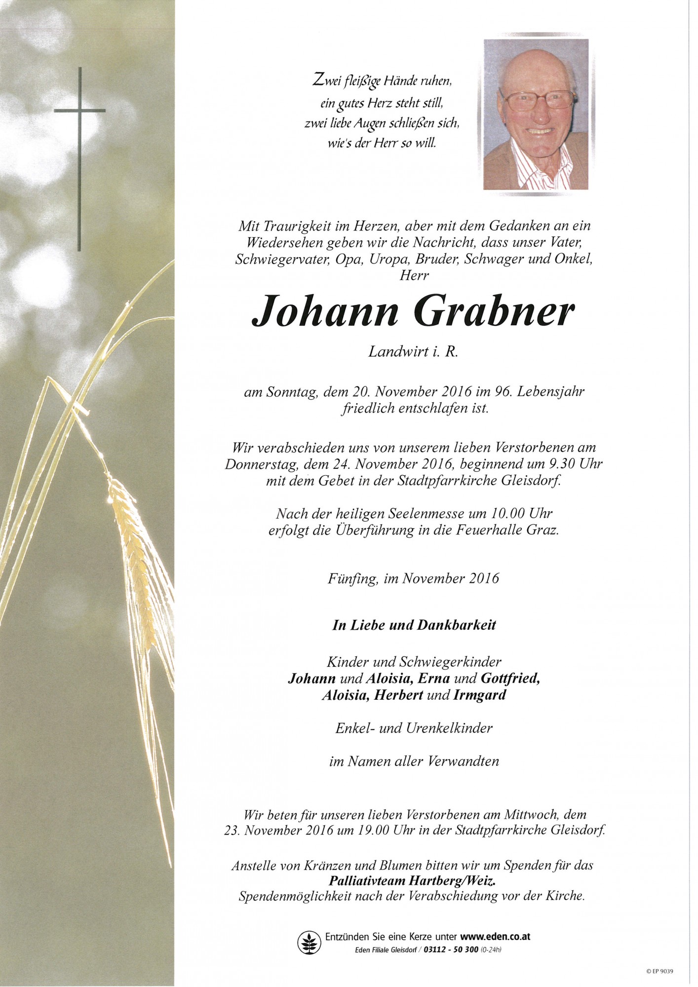 Traueranzeige von Johann Grabner