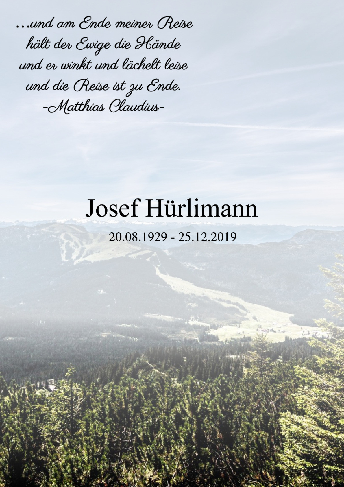 Traueranzeige von Josef Hürlimann
