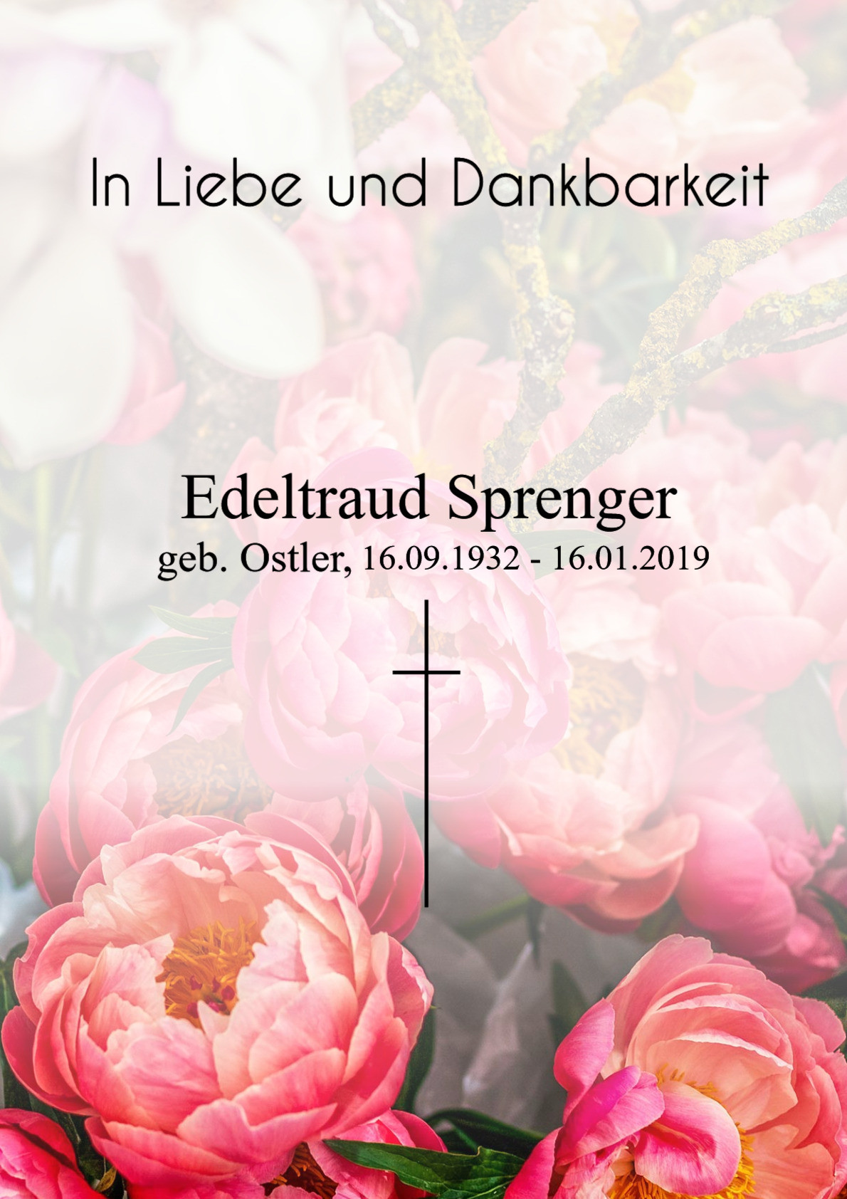 Traueranzeige von Edeltraud Sprenger