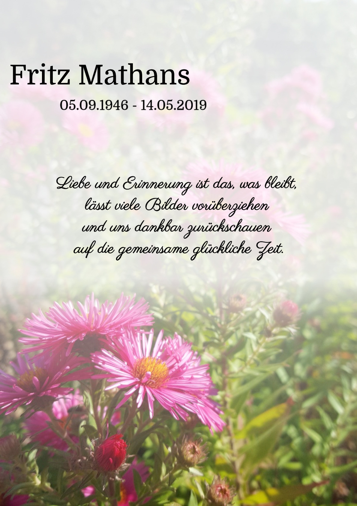 Traueranzeige von Fritz Mathans