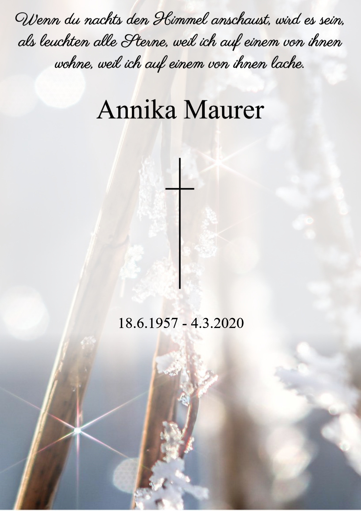 Traueranzeige von Annika Maurer