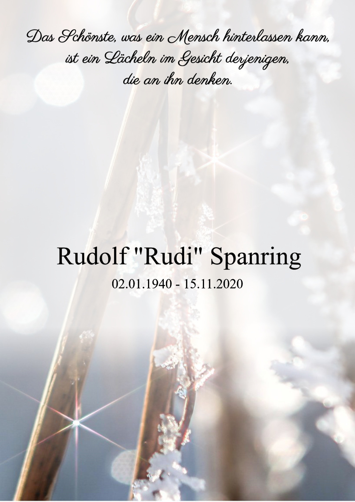 Traueranzeige von Rudolf "Rudi" Spanring
