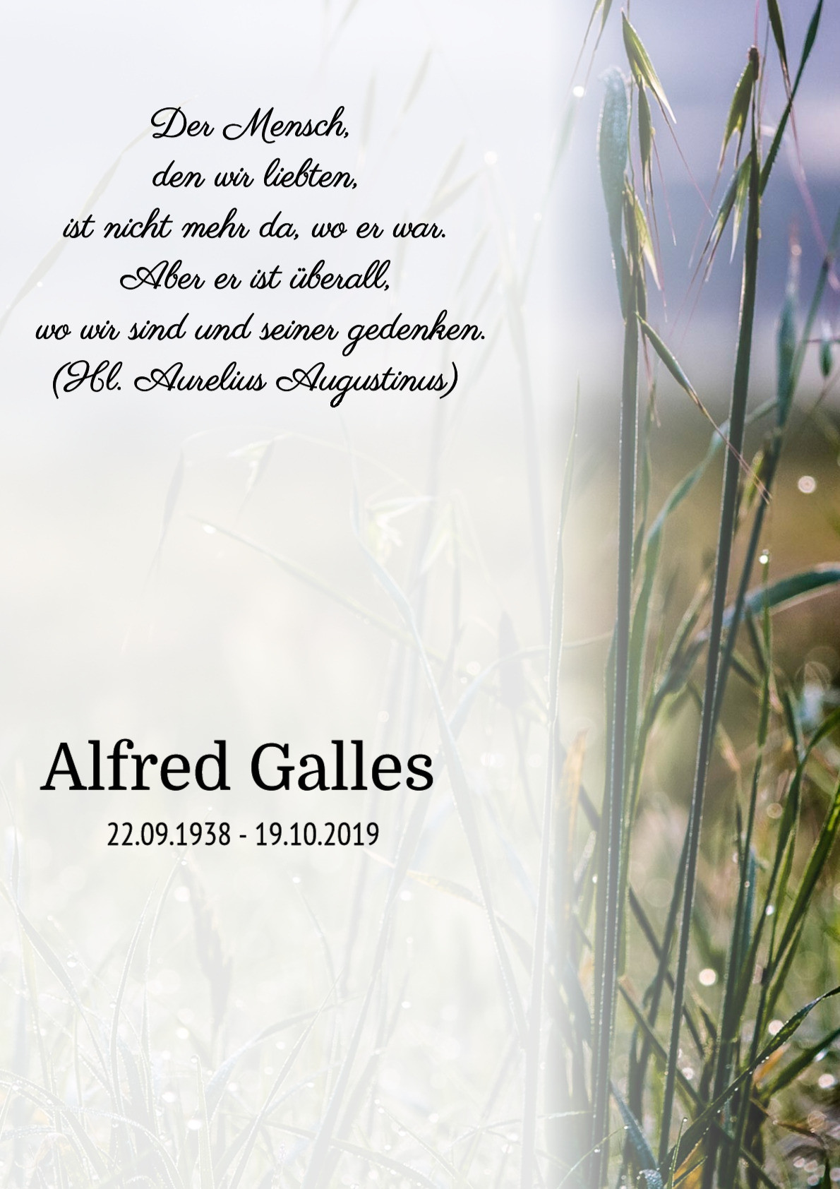 Traueranzeige von Alfred Galles
