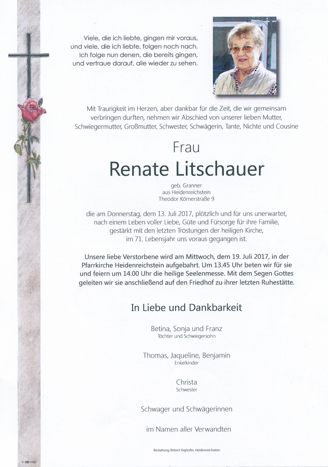 Traueranzeige von Renate Litschauer