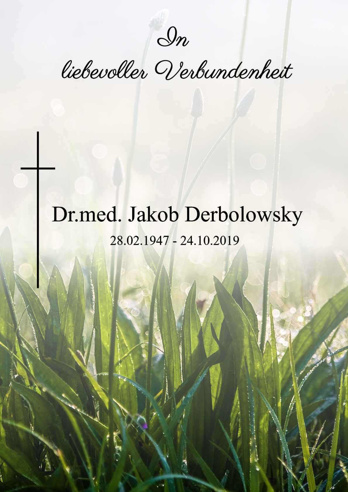 Traueranzeige von Dr.med. Jakob Derbolowsky