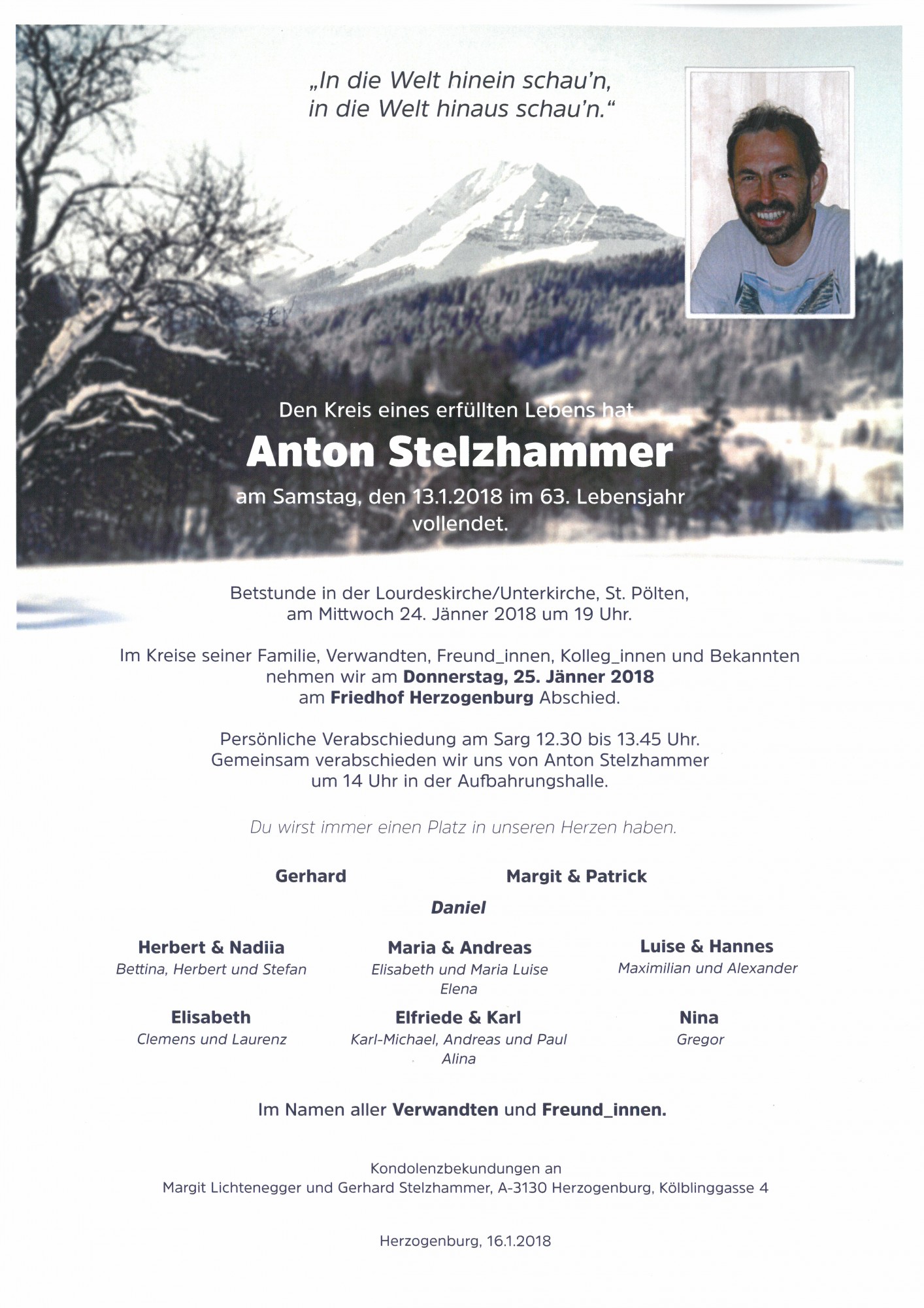 Traueranzeige von Anton Stelzhammer