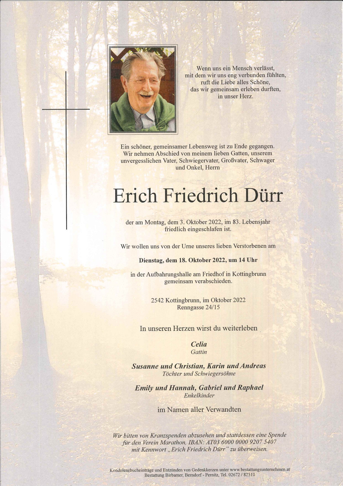 Traueranzeige von Erich Friedrich Dürr