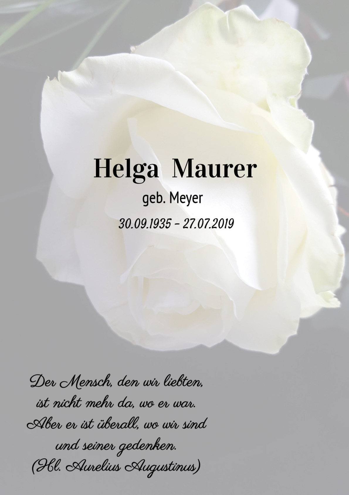 Traueranzeige von Helga Maurer