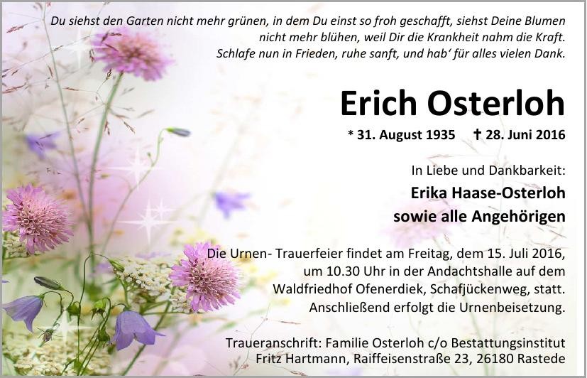 Traueranzeige von Erich Osterloh