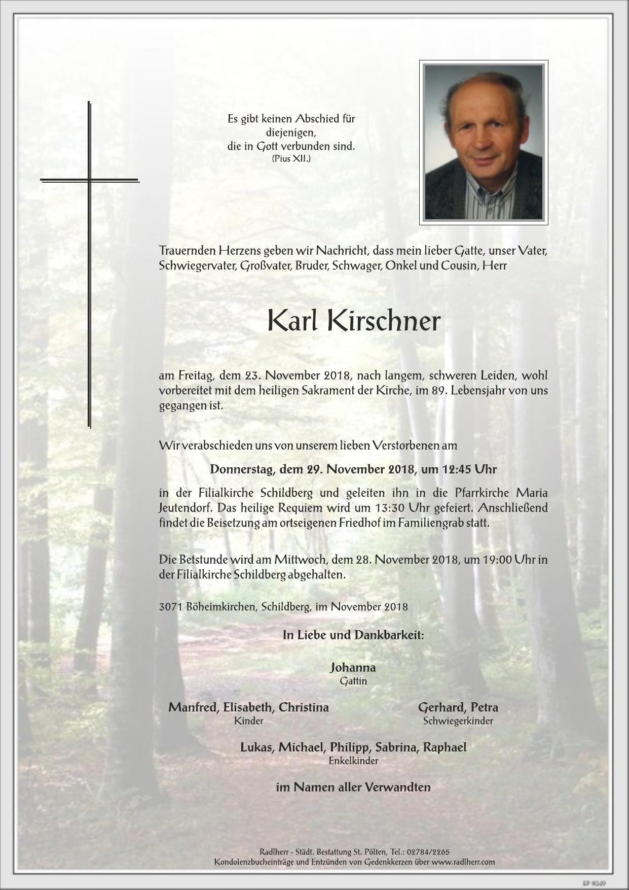 Traueranzeige von Karl Kirschner