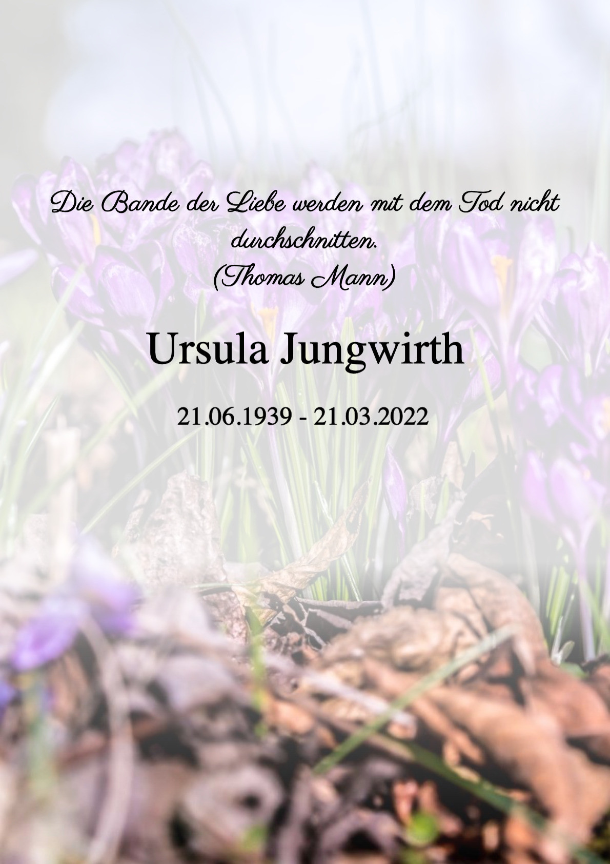 Traueranzeige von Ursula Jungwirth
