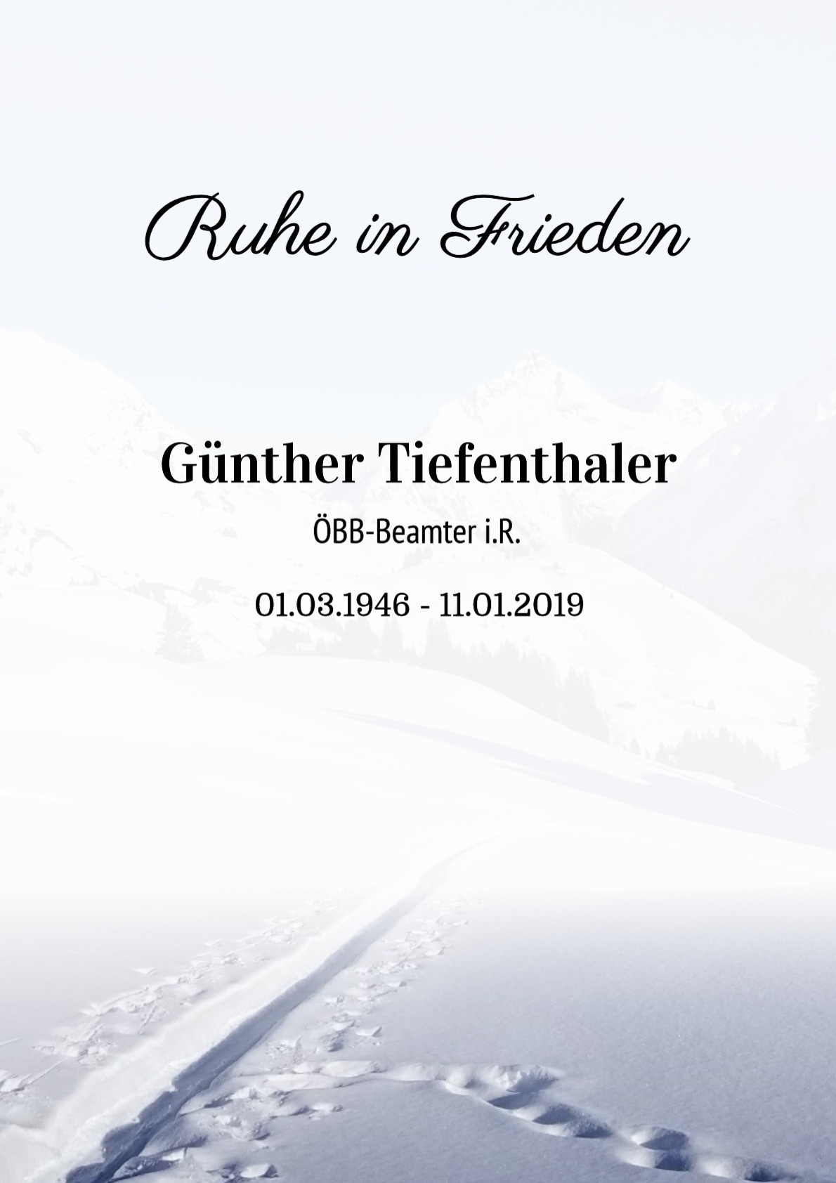 Traueranzeige von Günther Tiefenthaler