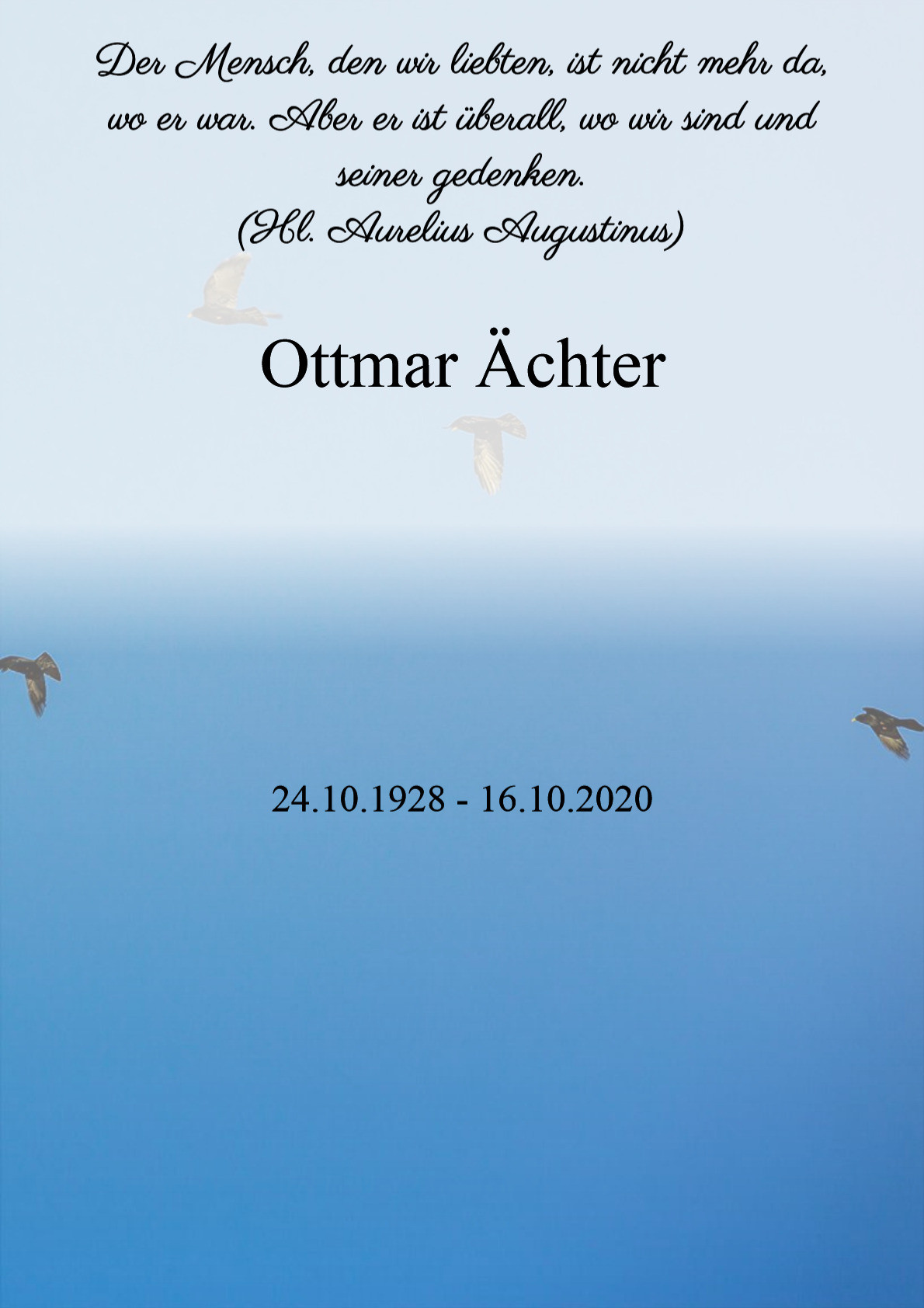 Traueranzeige von Ottmar Ächter