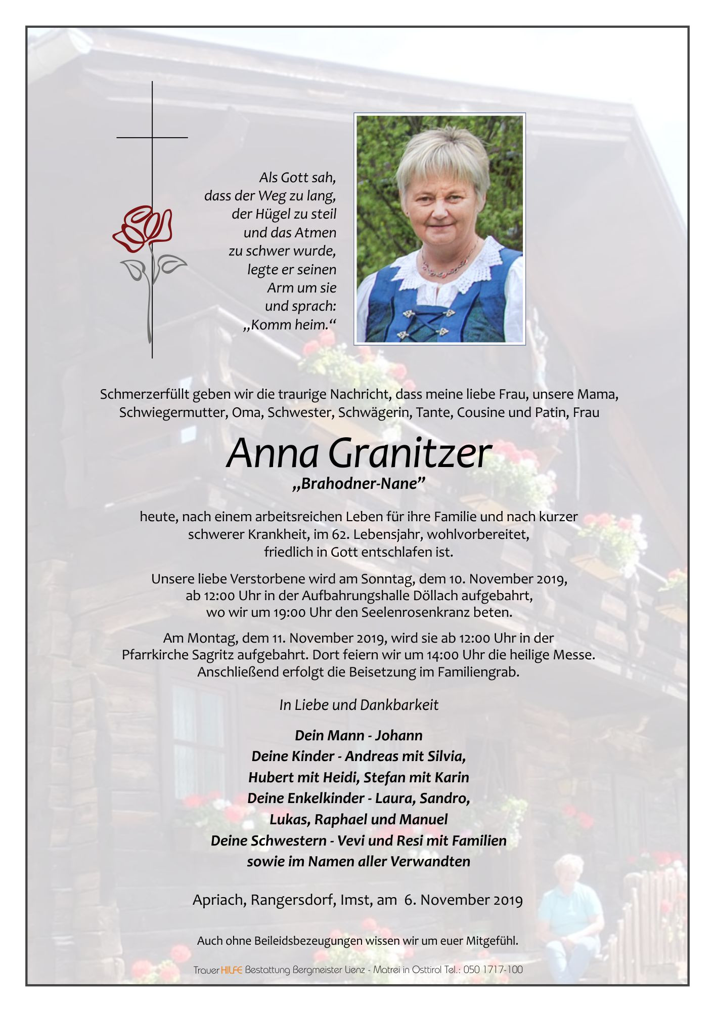 Traueranzeige von Anna Granitzer