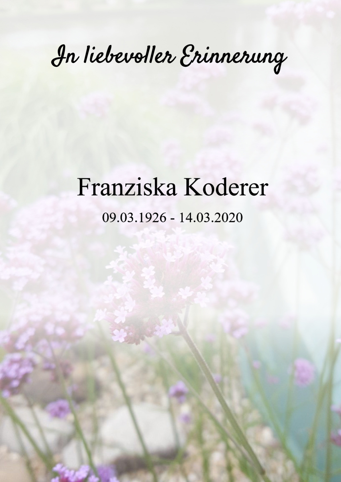 Traueranzeige von Franziska Koderer