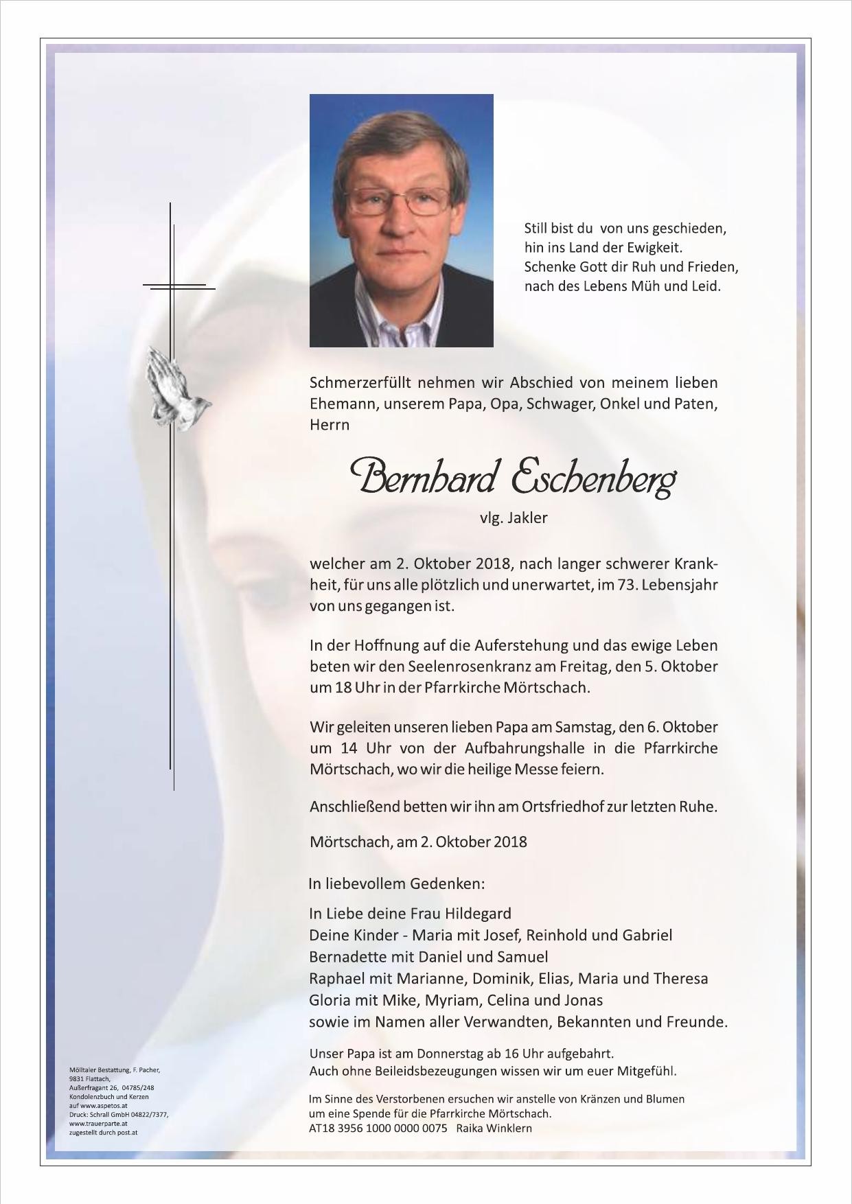 Traueranzeige von Bernhard Eschenberg