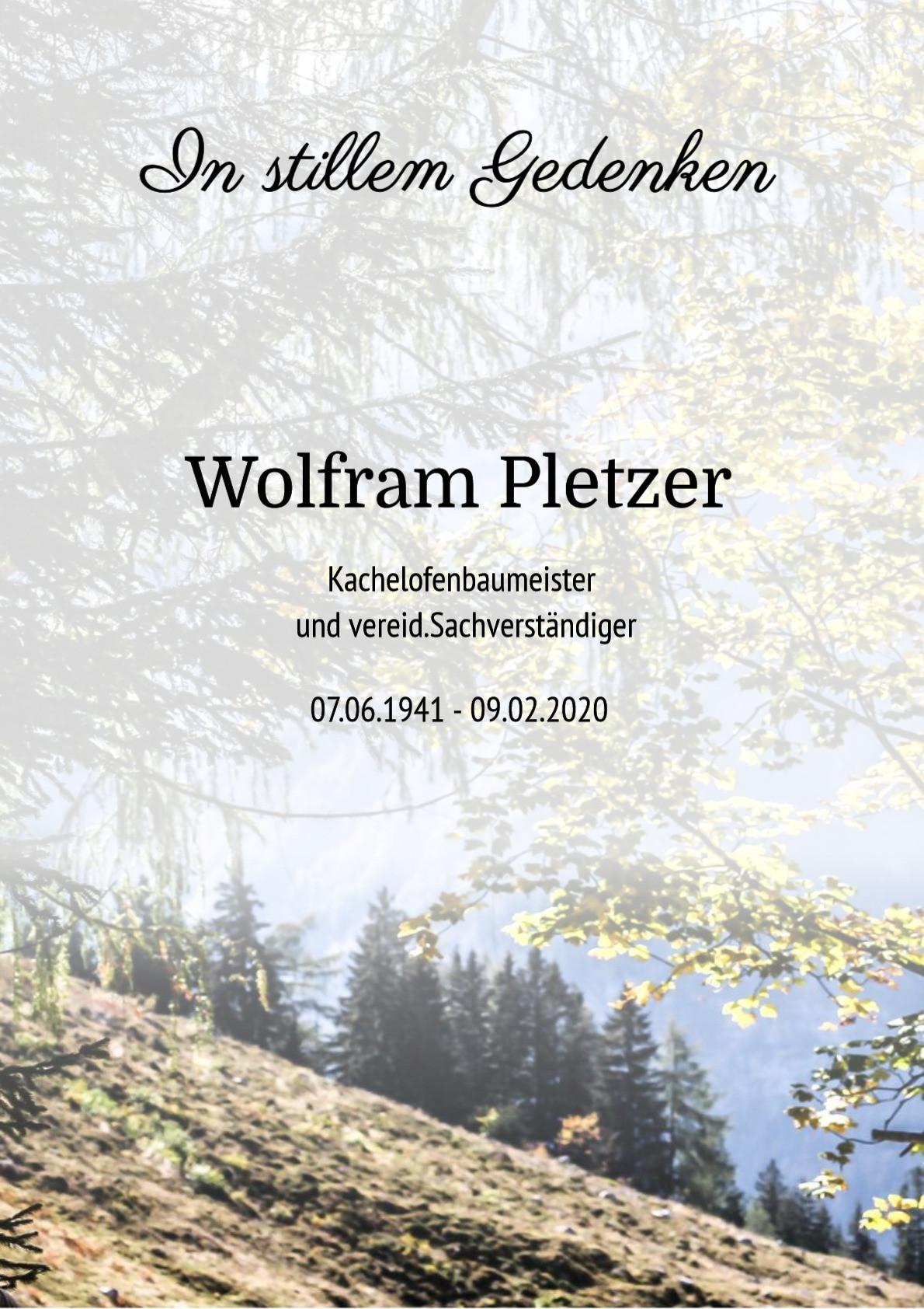 Traueranzeige von Wolfram Pletzer