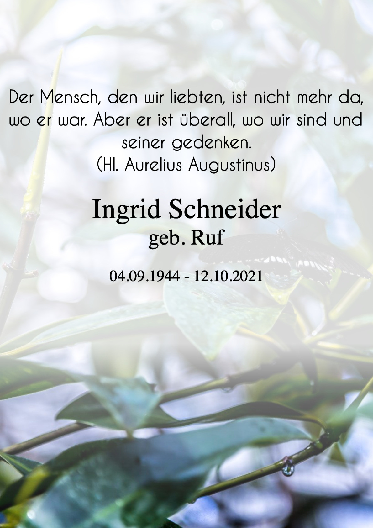 Traueranzeige von Ingrid Schneider