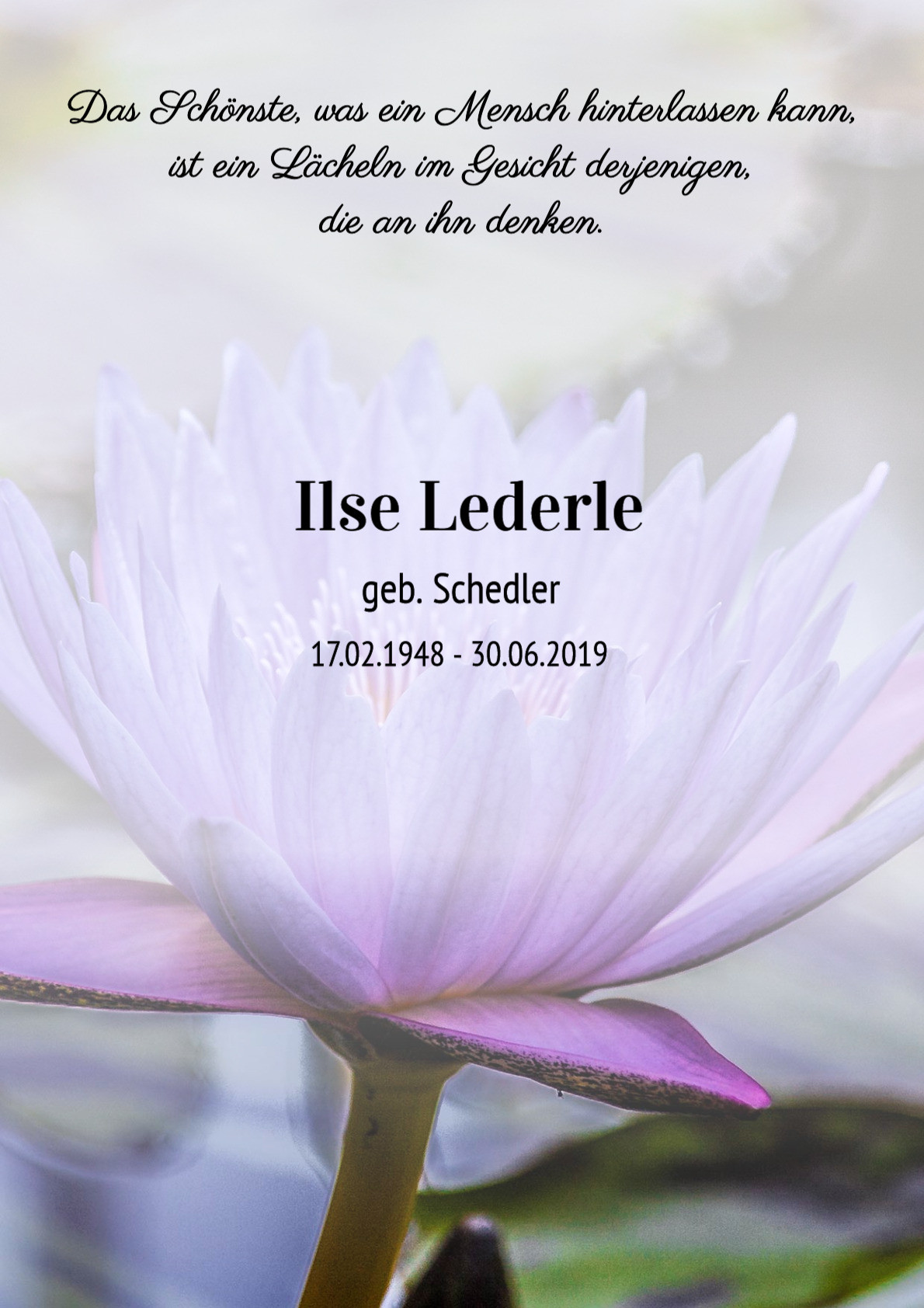 Traueranzeige von Ilse Lederle