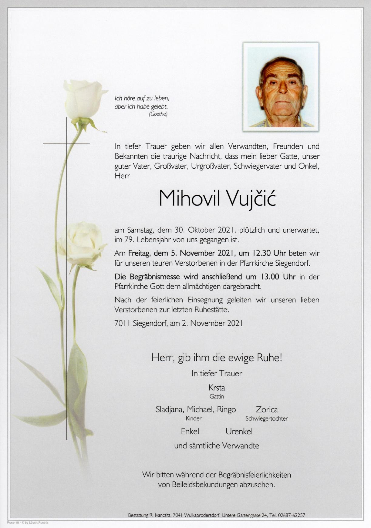 Traueranzeige von Mihovil Vujcic