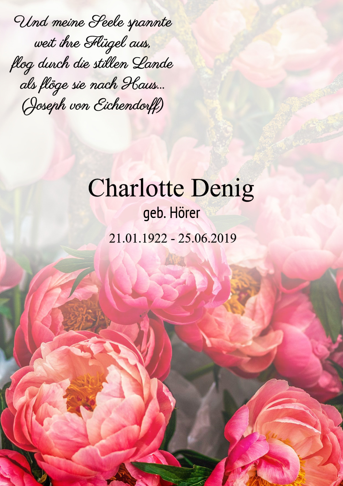 Traueranzeige von Charlotte Denig