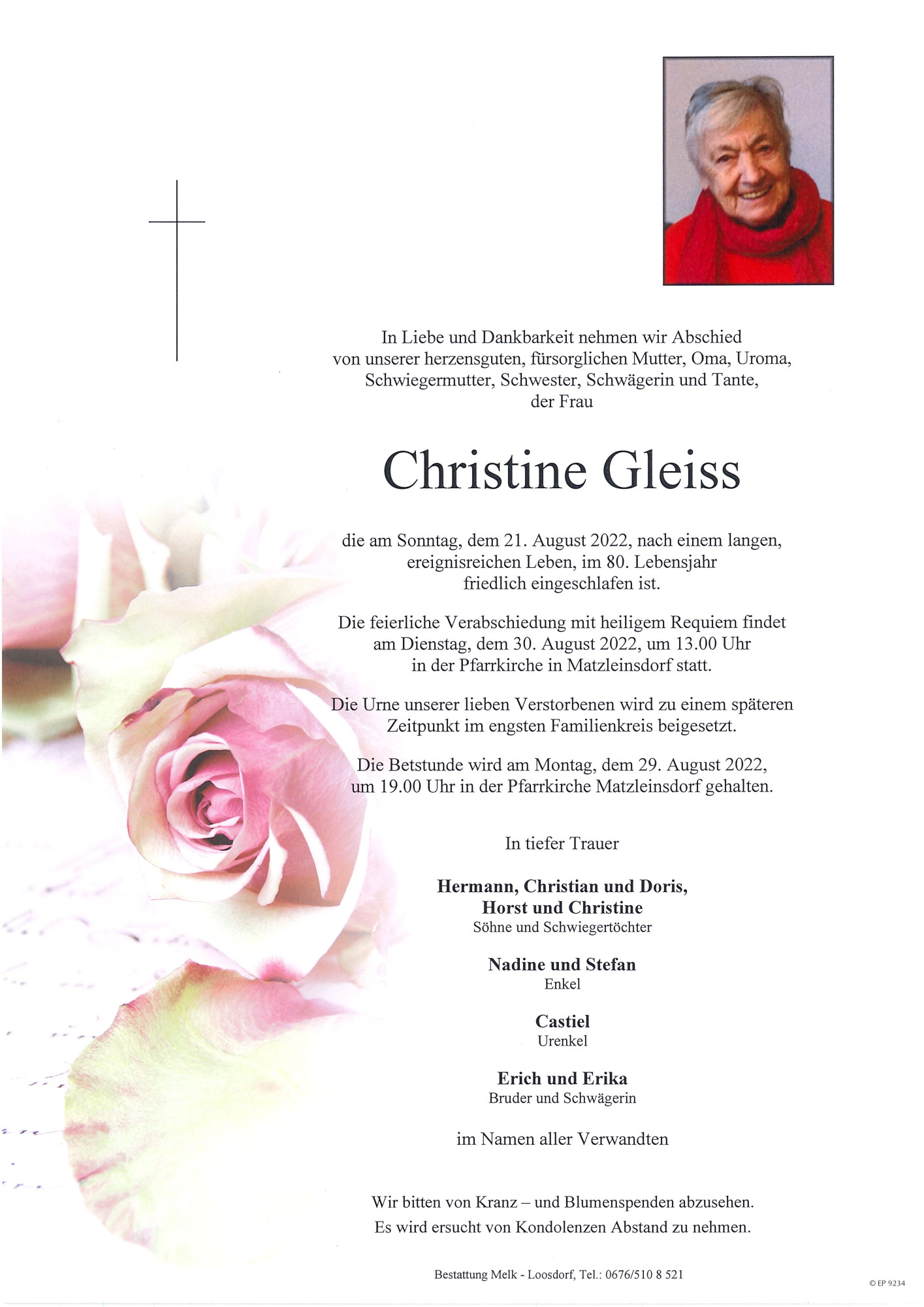 Traueranzeige von Christine Gleiss