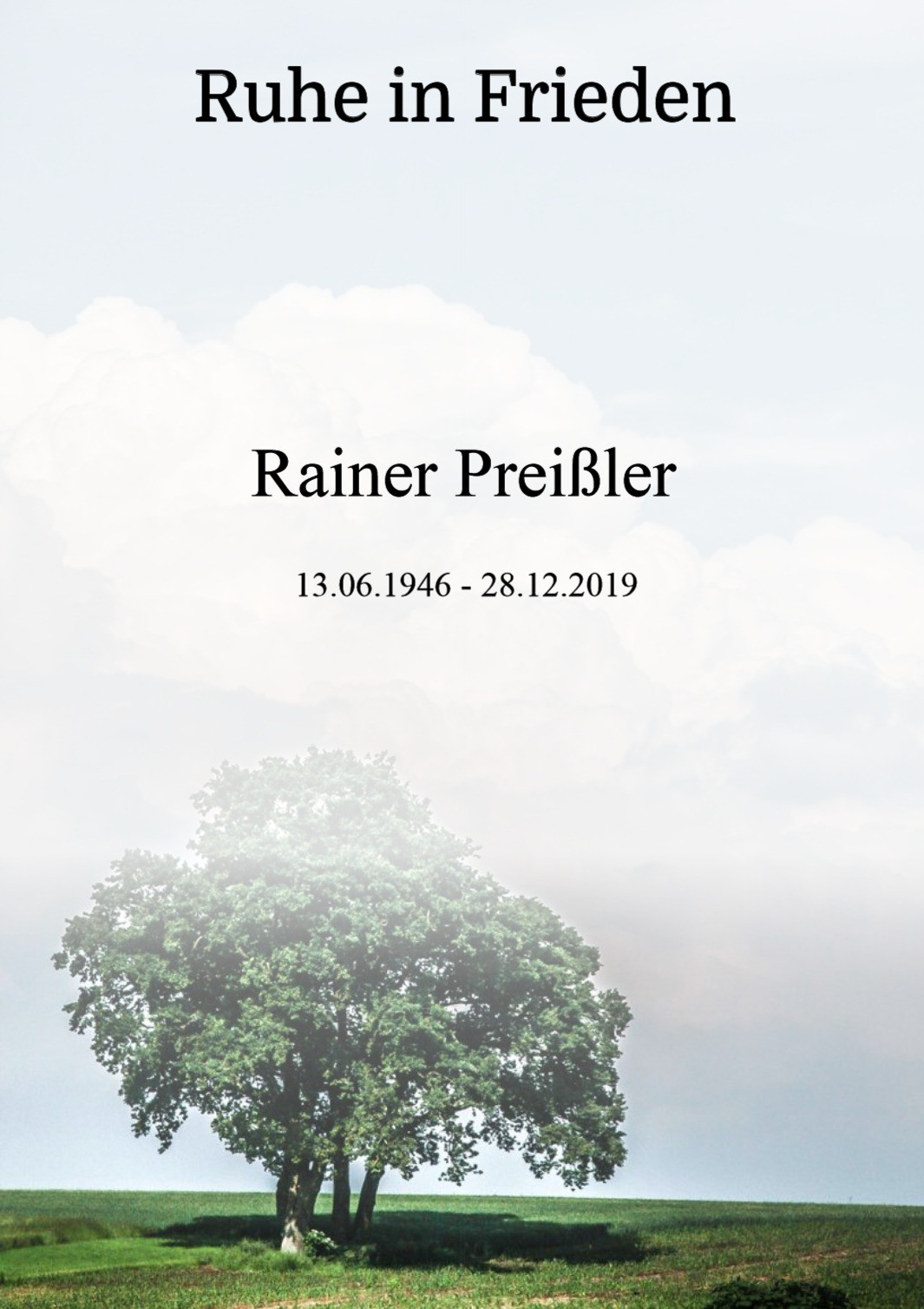 Traueranzeige von Rainer Preißler