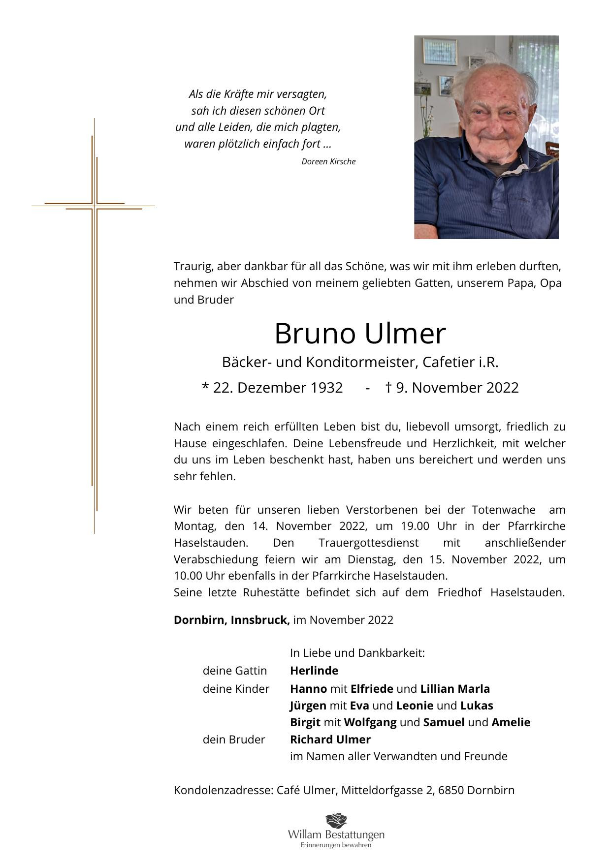 Traueranzeige von Bruno Ulmer