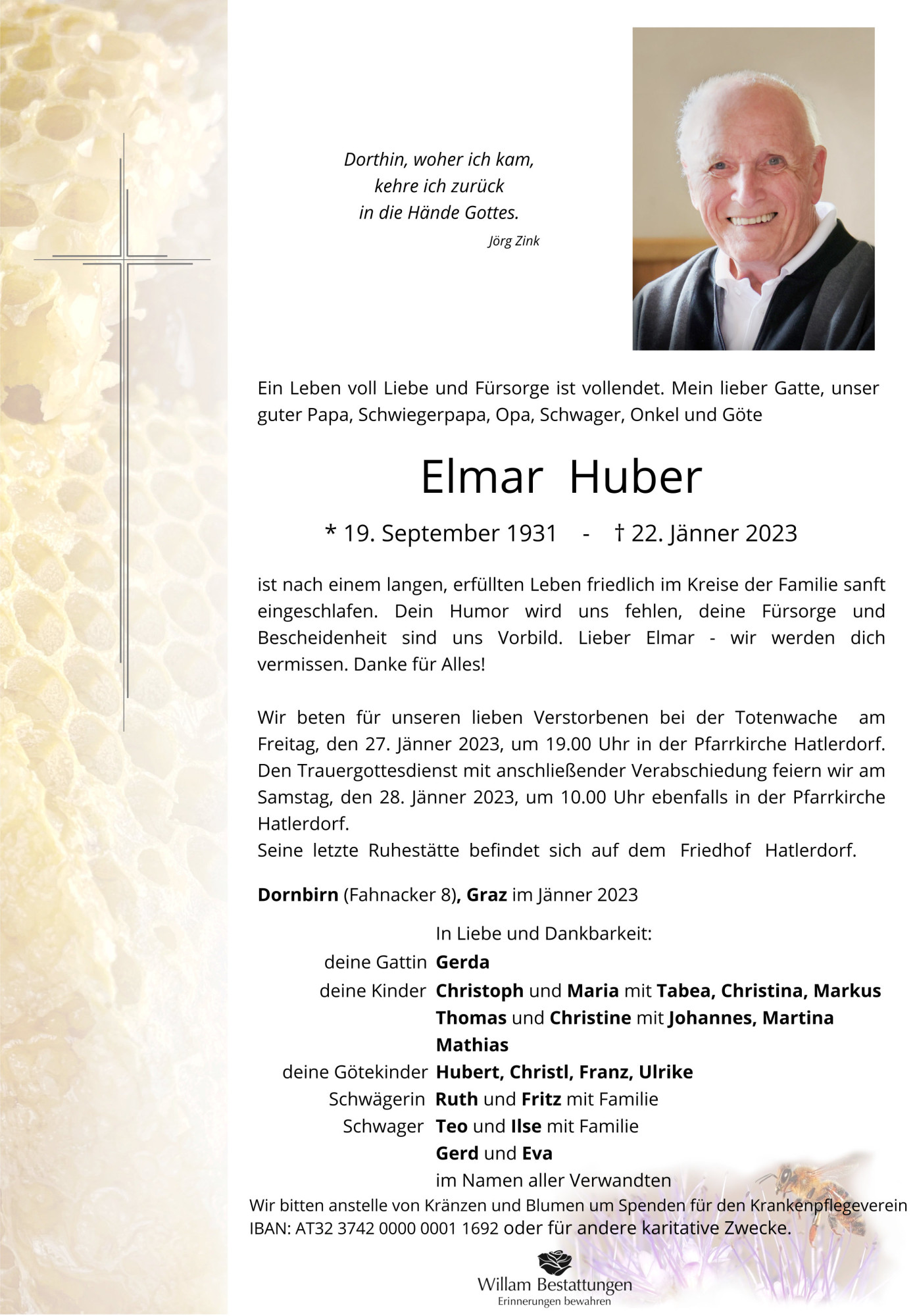Traueranzeige von Elmar Huber