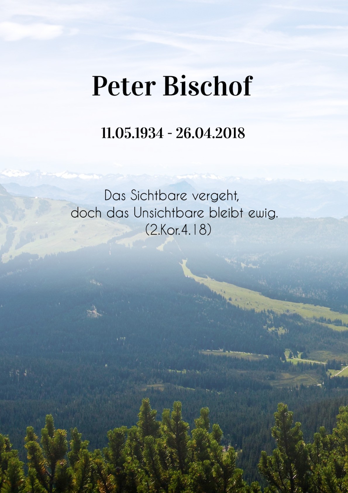 Traueranzeige von Peter Bischof