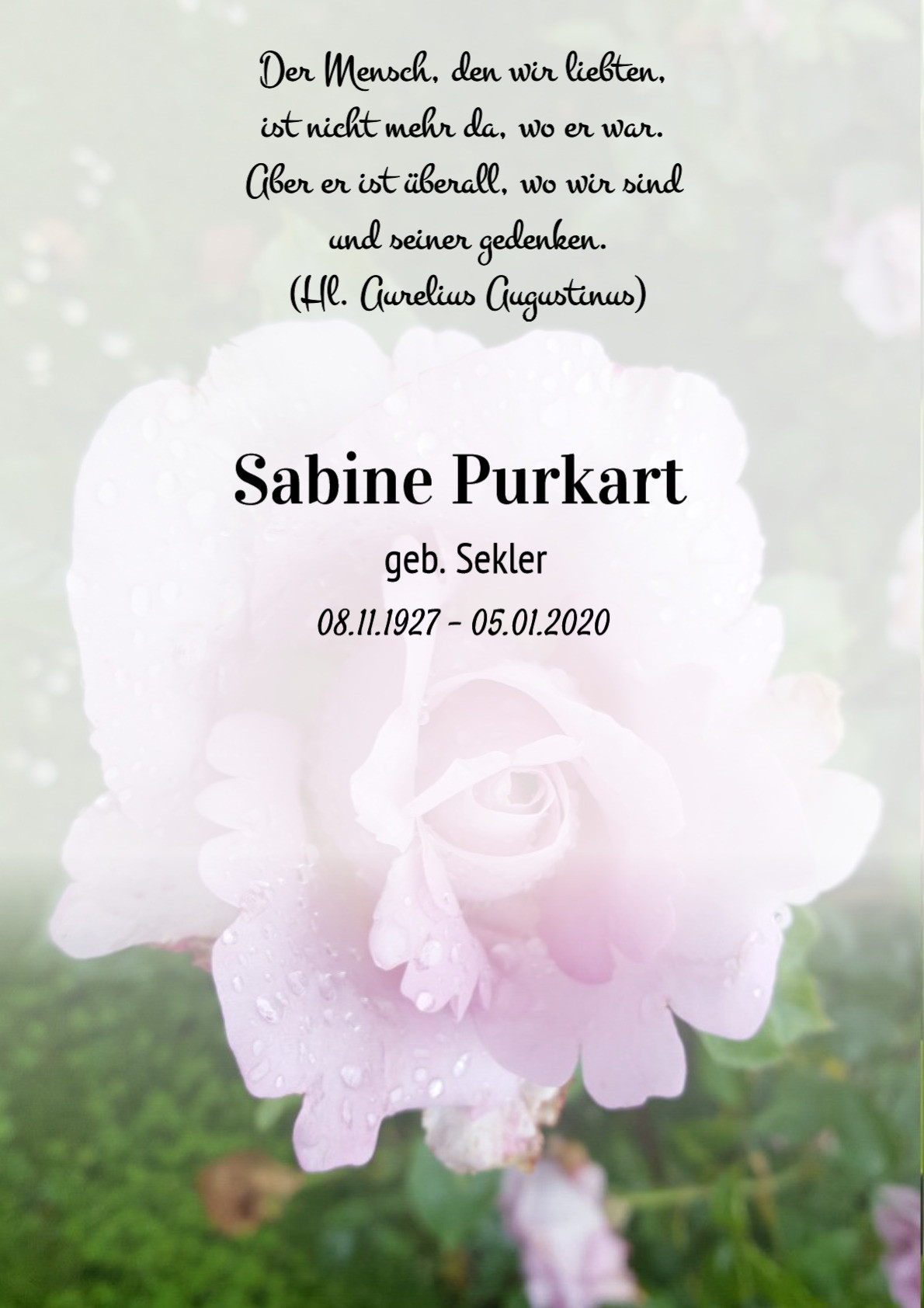 Traueranzeige von Sabine Purkart