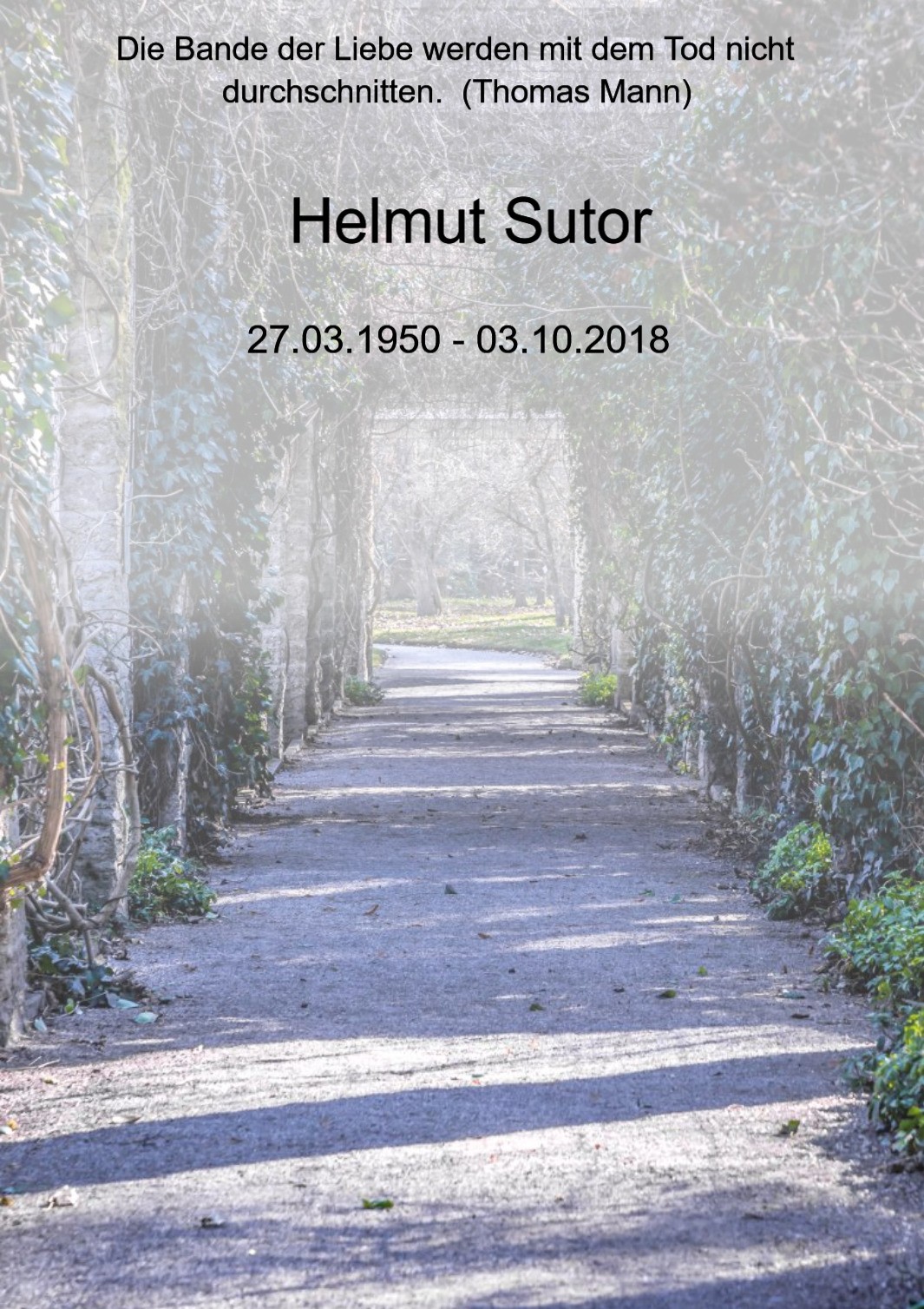 Traueranzeige von Helmut Sutor