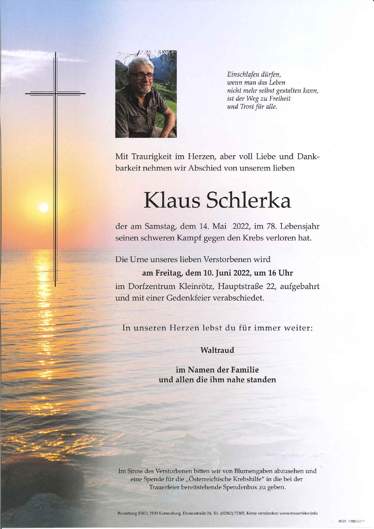 Traueranzeige von Klaus Schlerka