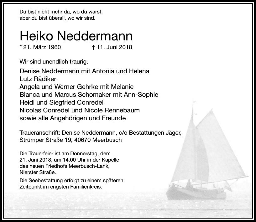 Traueranzeige von Heiko Neddermann